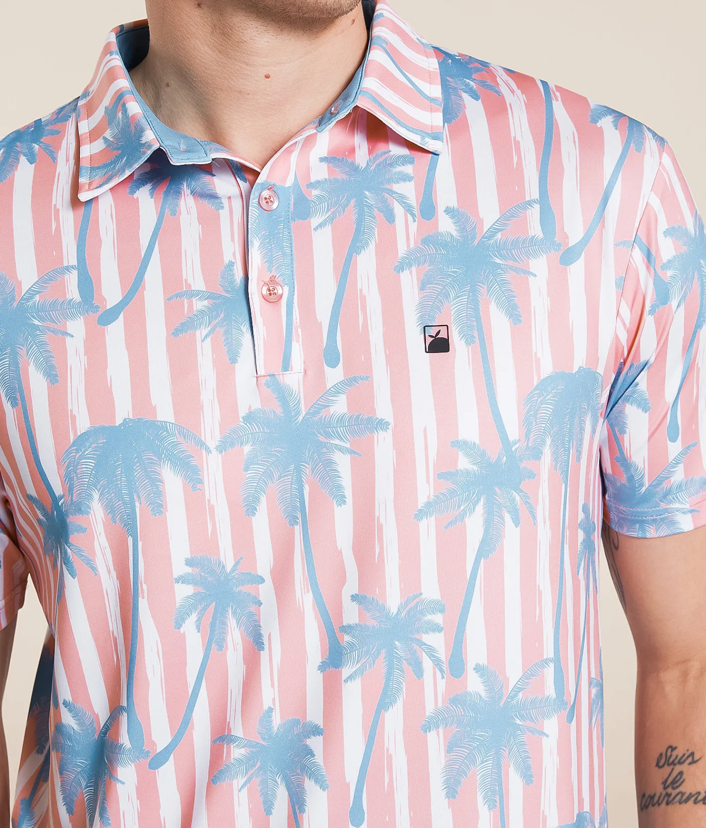 Tops | Flomotion Resort Palms Performance Polo Peach