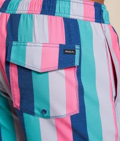 RVCA Resort Striped Stretch Swim Trunks Flamingo Sale