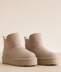 Shoes | Bearpaw Retro Daisy Platform Leather Ankle Boot Mushroom