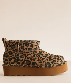 Shoes | Bearpaw Retro Shorty Exotic Leather Ankle Boot Tobacco Leopard