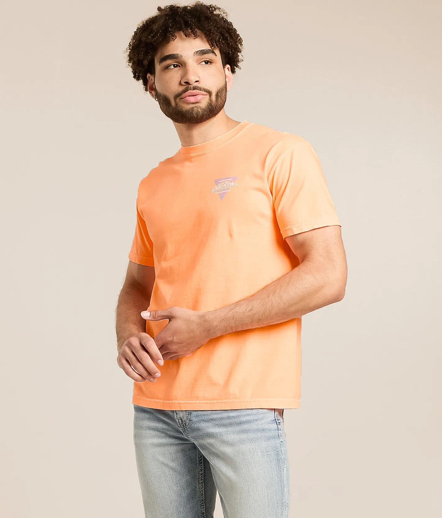 Tops|Graphic T-Shirts | Old Row Retro Triangle 2.0 T-Shirt Neon Cantaloupe