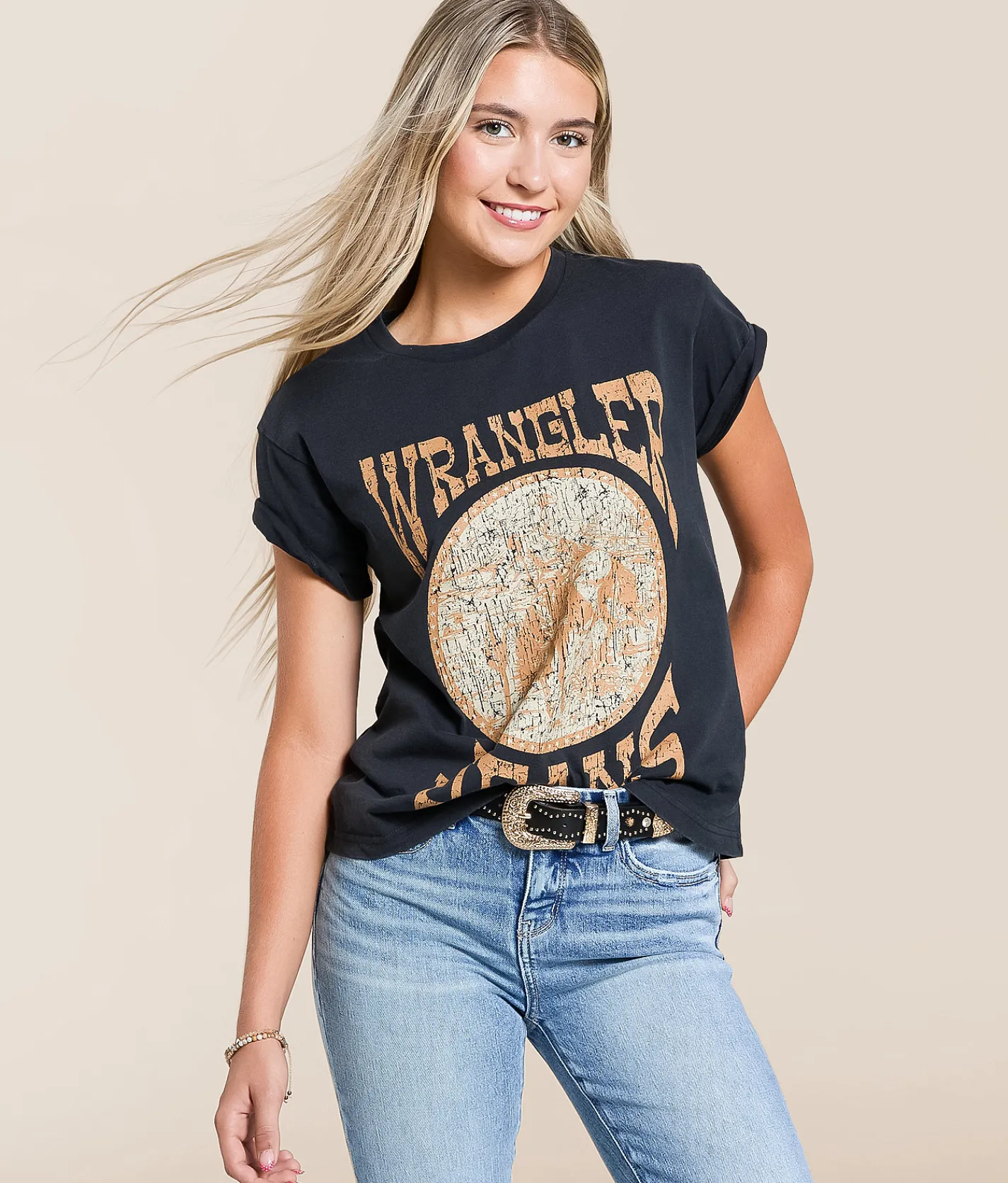 Wrangler® Retro T-Shirt Jet Black Acid Wash Sale