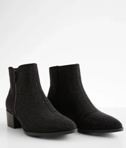 Mia Rhinestone Ankle Boot Black Clearance