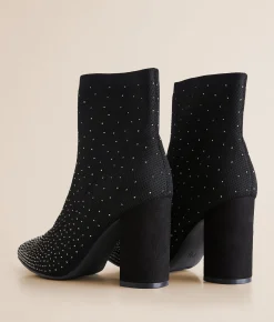 Shoes | Mia Rhinestone Ankle Boot Black