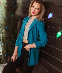Willow & Root Rhinestone Blazer Deep Lagoon Clearance