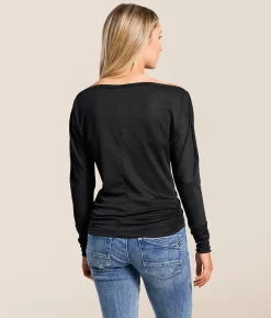 Tops | Daytrip Rhinestone Boatneck Top Black