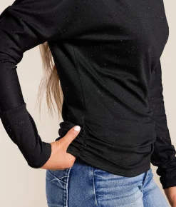 Tops | Daytrip Rhinestone Boatneck Top Black