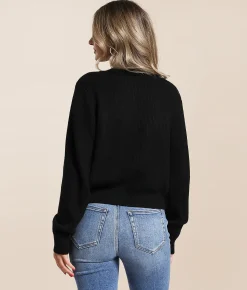 Tops | The Workshop Rhinestone Bow Cropped Cardigan Sweater Cream