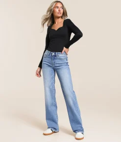 Jeans|Bottoms | VERVET by Flying Monkey Rhinestone Classic Straight Jean Love Landing