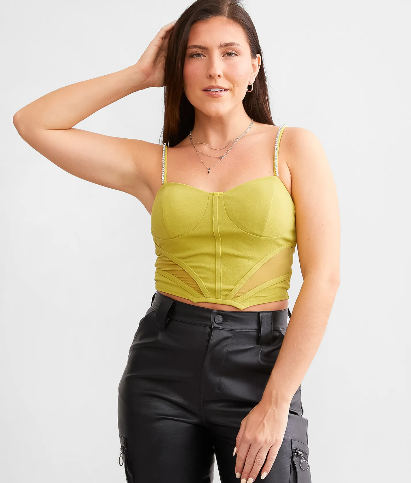 Tops | Willow & Root Rhinestone Corset Tank Top Citronelle