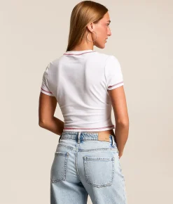 True Religion Rhinestone Cropped T-Shirt Optic White Best