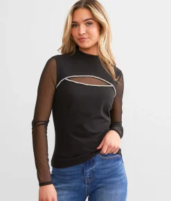 Tops | red by BKE Rhinestone Cut-Out Top Black