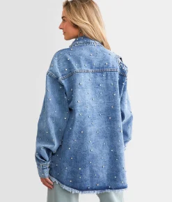 Tops|Coats & Jackets | Veveret Rhinestone Denim Jacket Medium Wash