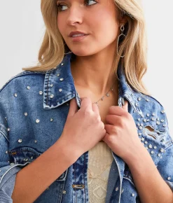 Tops|Coats & Jackets | Veveret Rhinestone Denim Jacket Medium Wash