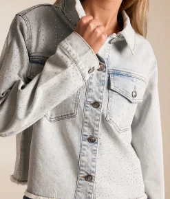 Tops|Coats & Jackets | Ci Sono Rhinestone Denim Stretch Jacket Light Wash