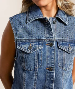 Tops|Coats & Jackets | Ci Sono Rhinestone Vest Denim