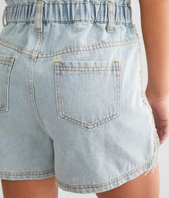 Blue B Rhinestone Fringe Romper Denim Online