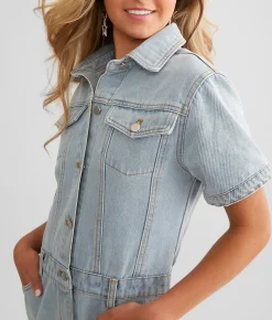Blue B Rhinestone Fringe Romper Denim Online