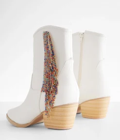 Oasis Society Rhinestone Fringe Western Ankle Boot White Online