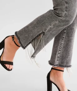 Blue B Rhinestone High Rise Cropped Flare Jean Charcoal Clearance