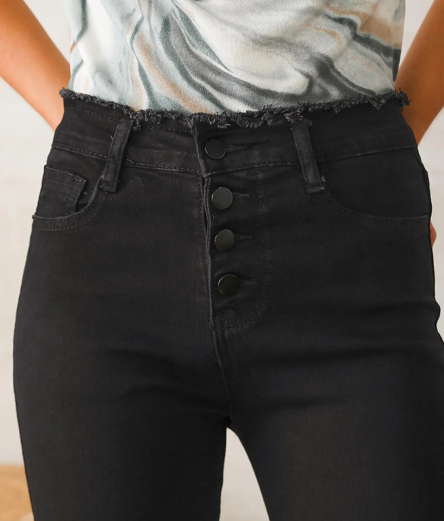 Jeans|Bottoms | Blue B Rhinestone High Rise Cropped Flare Jean Black