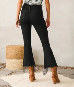 Jeans|Bottoms | Blue B Rhinestone High Rise Cropped Flare Jean Black