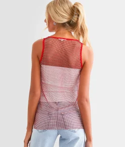 Tops | Endless Blu Rhinestone Mesh Tank Top Taupe