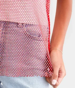 Tops | Endless Blu Rhinestone Mesh Tank Top Taupe