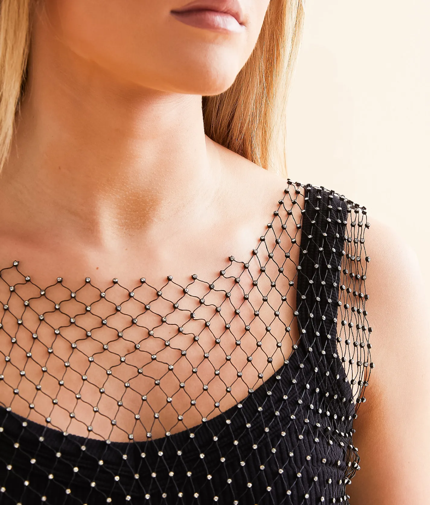 Endless Blu Rhinestone Mesh Tank Top Black Outlet
