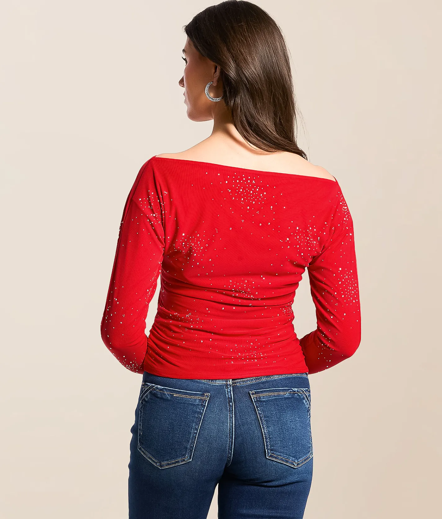 Daytrip Rhinestone Mesh Top Red Discount