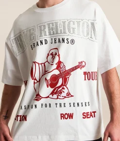 Graphic T-Shirts | True Religion Rhinestone Oversized T-Shirt Optic White