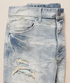 Smoke Rise® Rhinestone Slim Taper Stretch Jean Brant Blue Sale