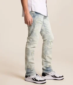 Smoke Rise® Rhinestone Slim Taper Stretch Jean Brant Blue Sale