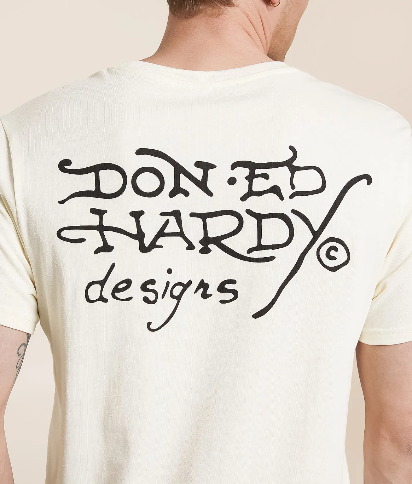 Graphic T-Shirts | Ed Hardy Rhinestone Snake T-Shirt Ivory