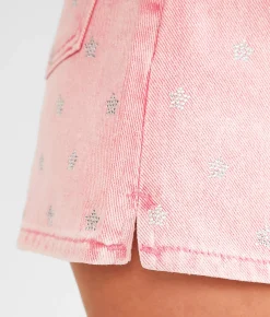 Bottoms|Shorts | Blue B Rhinestone Star Ultra High Rise Short Hot Pink