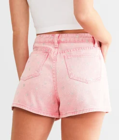 Bottoms|Shorts | Blue B Rhinestone Star Ultra High Rise Short Hot Pink