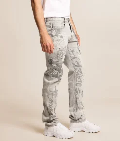 Smoke Rise® Rhinestone Straight Stretch Jean Breezy Grey Sale