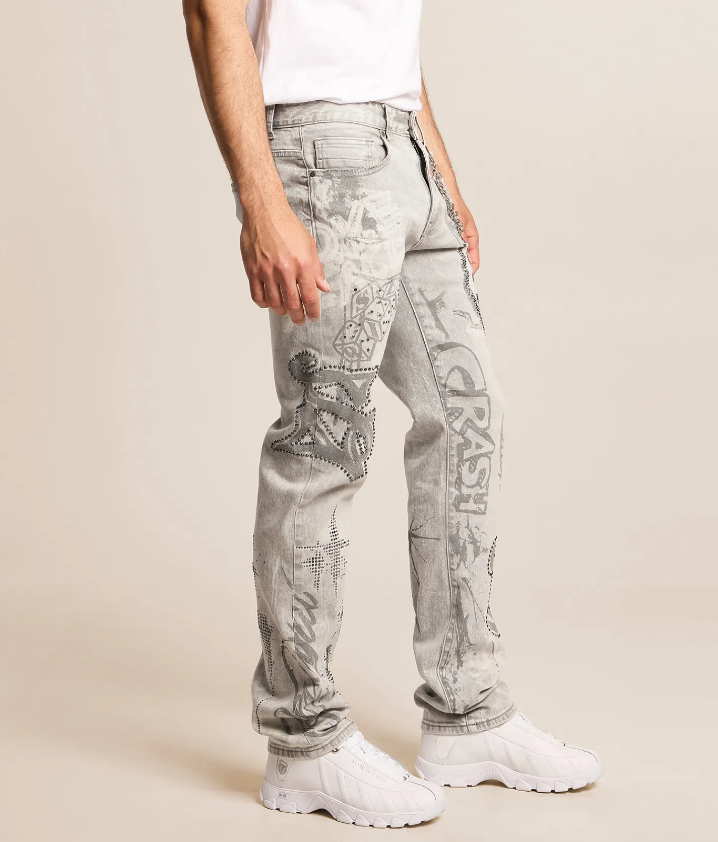 Smoke Rise® Rhinestone Straight Stretch Jean Breezy Grey Sale