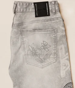 Smoke Rise® Rhinestone Straight Stretch Jean Breezy Grey Sale