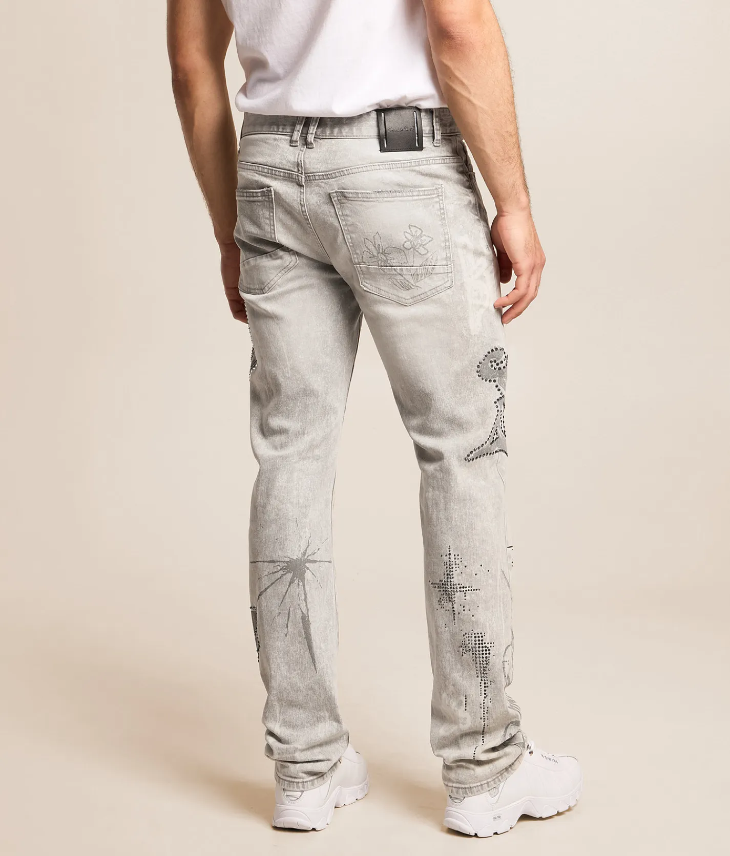 Smoke Rise® Rhinestone Straight Stretch Jean Breezy Grey Sale