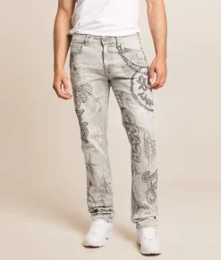 Smoke Rise® Rhinestone Straight Stretch Jean Breezy Grey Sale