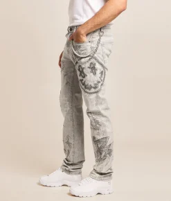 Smoke Rise® Rhinestone Straight Stretch Jean Breezy Grey Sale