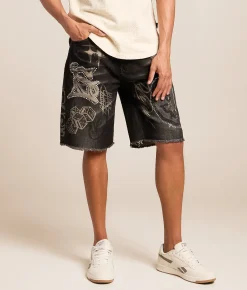Bottoms|Shorts | Smoke Rise® Rhinestone Stretch Short Molten Black
