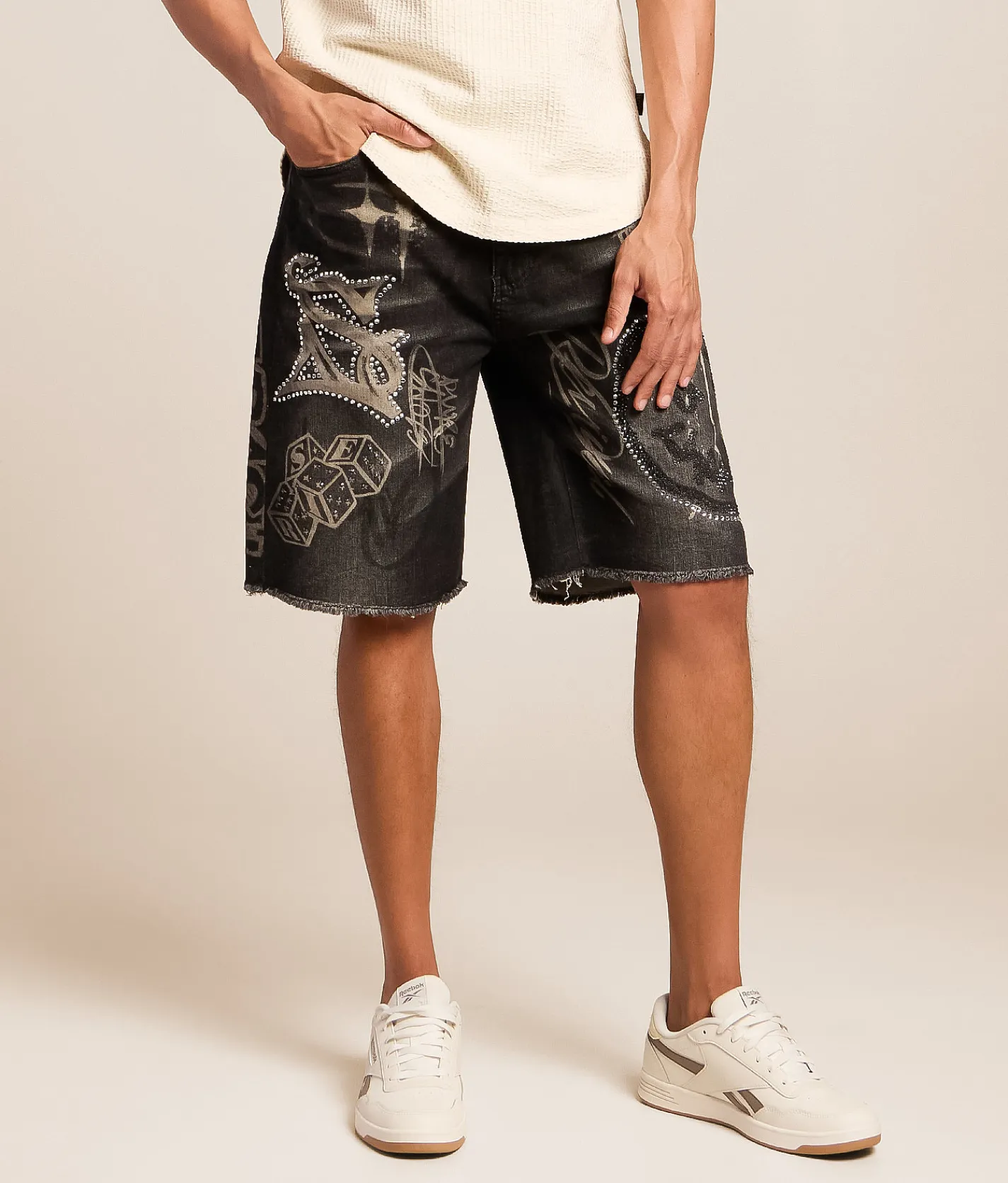Bottoms|Shorts | Smoke Rise® Rhinestone Stretch Short Molten Black