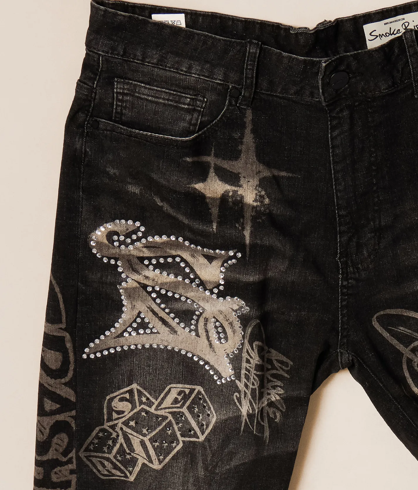 Bottoms|Shorts | Smoke Rise® Rhinestone Stretch Short Molten Black