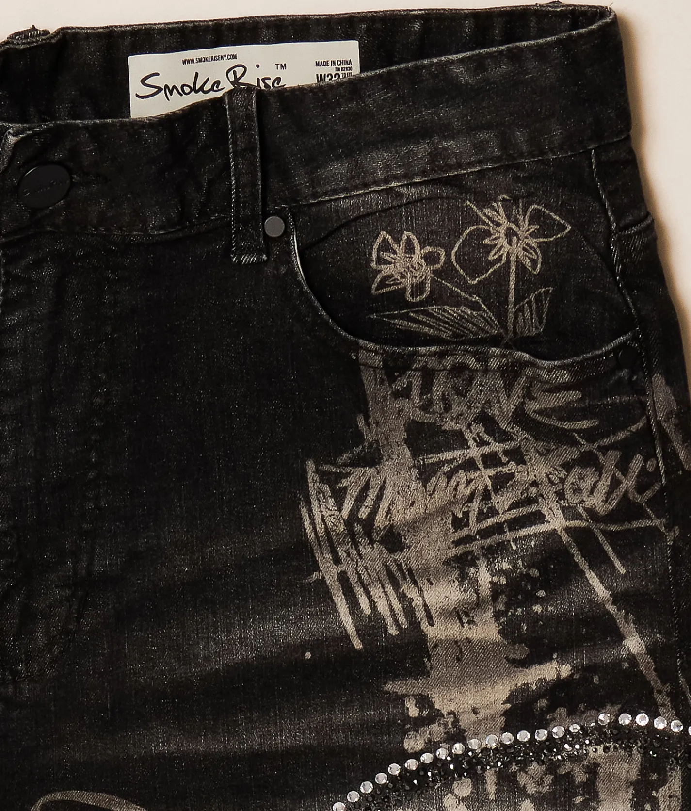 Bottoms|Shorts | Smoke Rise® Rhinestone Stretch Short Molten Black