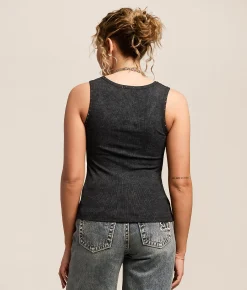 Miss Me Rhinestone Tank Top Charcoal Grey Sale