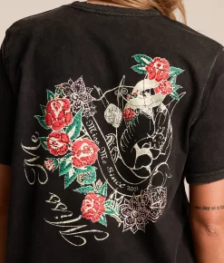 Tops | Miss Me Rhinestone T-Shirt Charcoal Black