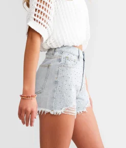 Bottoms|Shorts | Blue B Rhinestone Ultra High Rise Short Light Wash
