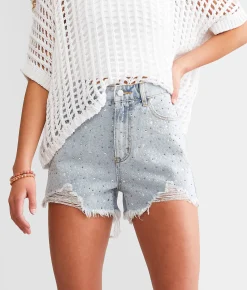 Bottoms|Shorts | Blue B Rhinestone Ultra High Rise Short Light Wash